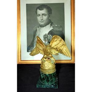 Bronze Eagle On Sea Green Marble Base