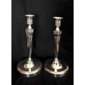 Pair Of Empire Torches In Sterling Silver