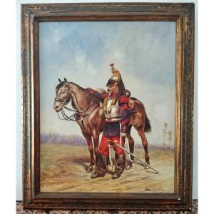 Cuirassier Officer, Oil On Canvas, G. Bonneterre