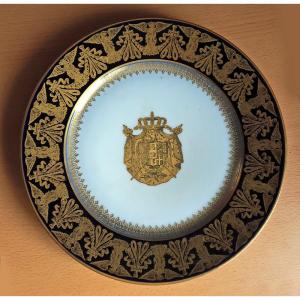 Porcelain Plate Bearing The Coat Of Arms Of Napoleon I, King Of Italy