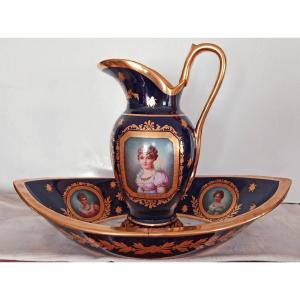Ewer And Basin In Porcelain, First Empire Style