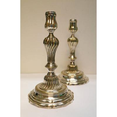 Pair Of Candlesticks Bronze Bronze 18th