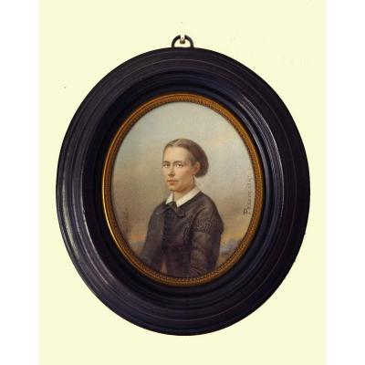 Miniature Portrait Of A Lady Of Quality By Passot 1867
