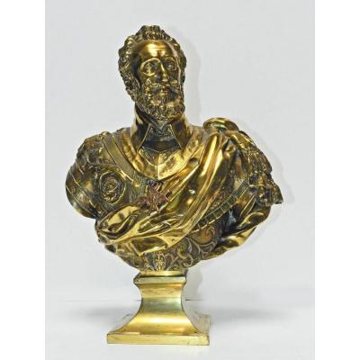Bust Of Henri IV In Bronze After Barthélémy Tremblay 19th