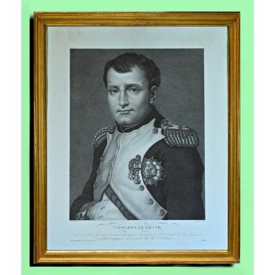 Lithograph Portrait Of Napoleon 1st After David 19th