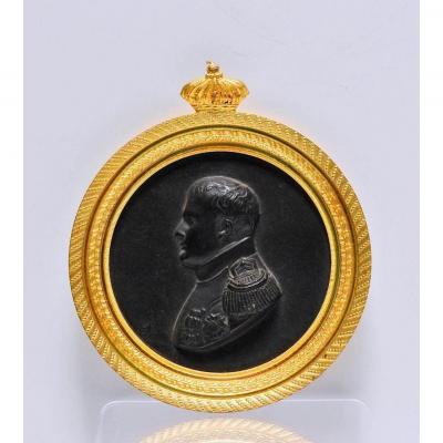 Profile Of Napoleon 1st Medallion In Gilt And Patinated Bronze