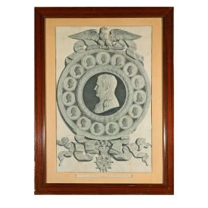 Lithograph Portrait Napoleon I Surrounded By His Marshals