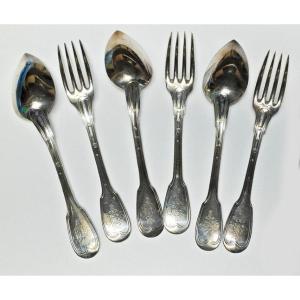 4 Dessert Cutlery With Empire Coat Of Arms