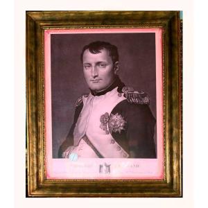 Large Lithograph Portrait Of Napoleon 1st After David 19th