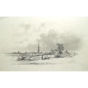 Original Drawing By Jules Achille Noël (1810-1881) - Brittany - Animated Landscape