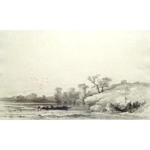 Jules Achille Noël (1810-1881) Fishing Boat In Brittany