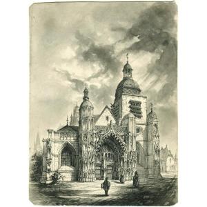 Old Drawing By Peter Hawke (1801-1887)