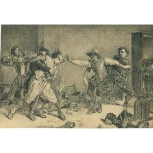 Original Graphite Drawing By Ap. Ernest Meissonier (1815-1891)