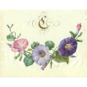 Watercolor On Real Calf Vellum - Flowers