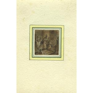 Coronation Of Charlemagne - Original Old Drawing