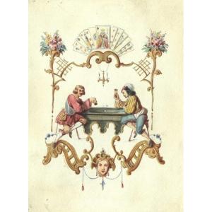 Charles Th. Sauvageot (1826-1883) Backgammon Players - Old Original Drawing