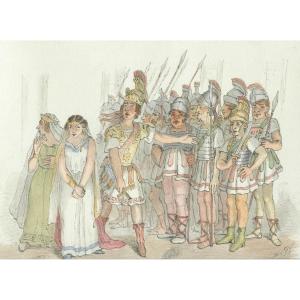 Alexandre Jazet (1814-1897) Society Theater No. 1, Tragedy - Original Drawing 