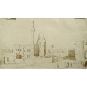 Early Orientalist Drawing, Wash And Pencil