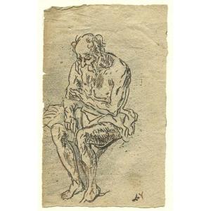 An Antique Drawing, Pen On Laid Paper, Reminiscent Of A 17th-century Italian School