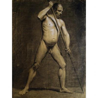 Large Original Drawing - Male Nude - Male Academy