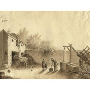 Louis Aimé Grosclaude (1784 / 86-1869) Swiss Painter - Old Original Drawing
