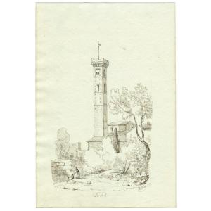 Original Drawing By Emilio Burci (1811-1877) Fiesole - Florence - Italy