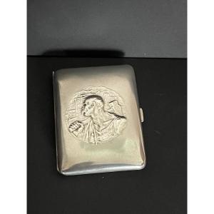 Art Deco Cigarette Case Hammer Worker Silver Signed And Hallmarked