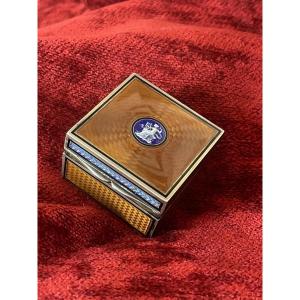 Small 19th Century Box Guilloche Silver & Vermeil Hallmarked Ceramic Decoration Muse Terpsichore