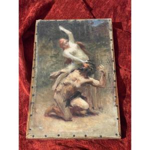 Sketch 19th Century Painting Mythology Oil On Canvas ? Fantin Latour ? Nymph & Faun ?