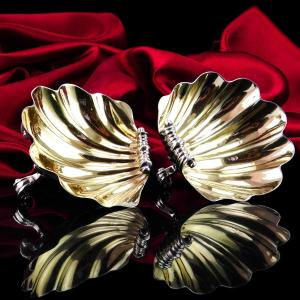 Antique Georgian Solid Silver Scallop Shell Salts/butter Dishes Rococo - Edward Farrell 1830
