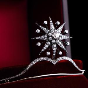 Antique Victorian Diamond Tiara With Diamond Star - C.1890