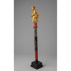 Dignitary Cane. Baule-côte d'Ivoire.  Gold Leaf