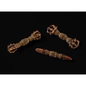 3 Buddhist Ritual Kongo In Gilded Wood.japan