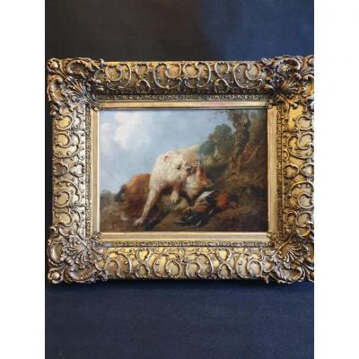 Oil On Canvas Signed J. Bateman (1814 - 1849) Animal Scene