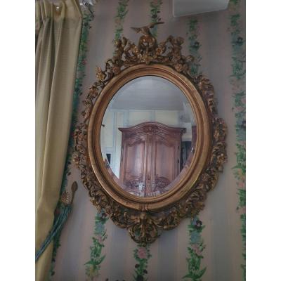 Large Napoleon III Oval Mirror