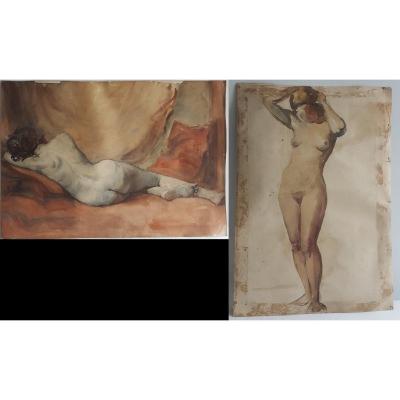 Nude Studies, Double Sided Watercolor