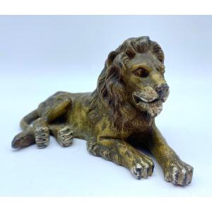 XIX Germany Plomb De Nuremberg Antique Lion Statue 