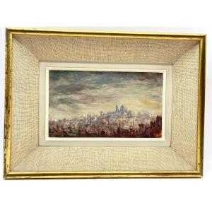 XX France Pierre Moberg Circa 1962 Painting Oil On Canvas View Of Montmartre Paris