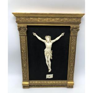 XVIII Antique Corpus Carved Gilded Wood Frame With Columns