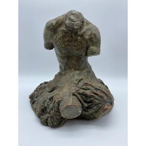 Polychrome Roman Style Terracotta Statue Of Herakles Seated On A Rock