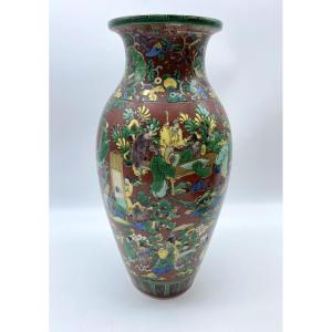 Late 19th Century Meiji Period Kutani Style Aoki Mokubei Famille Verte Porcelain With Immortals