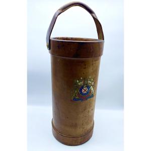 Ca 1900 England Antique English Leather Fire Bucket