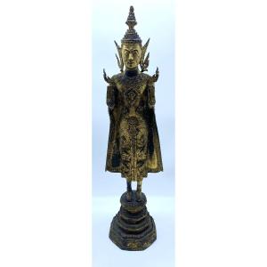 1868-1910 An Antique Thai Rattanakosin Period Gilt-bronze Statue Of The Buddha 