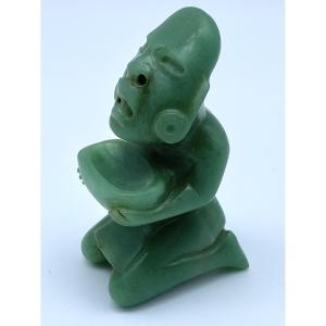 Pre-columbian Olmec Jade Kneeling Sculpture From Tabasco