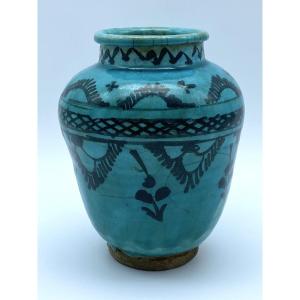 Antique Persian Islamic Safavid Ceramic Vase With Turquoise Glaze
