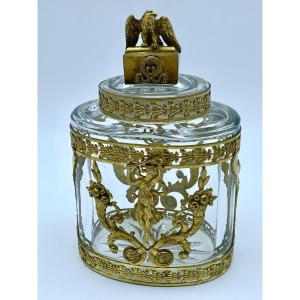 French Empire Antique 19th Century Baccarat And Gilt Bronze Perfume Bottle
