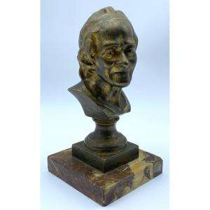19th Century France After Jean-antoine Houdon Bronze Bust Of Voltaire