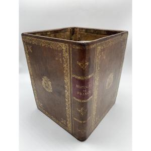  Antique Faux Book Basket, Paper And Leather Waste Paper Bucket