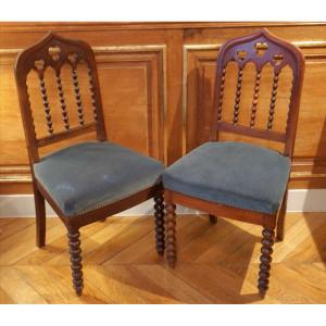 Pair Of  XIX Century Chairs / Troubadour Style