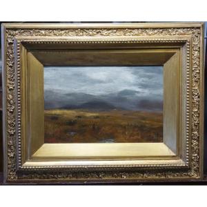 MISTY DAY AT BORTH / Wales/ Pays de Galles / datée 1914 / huile sur carton